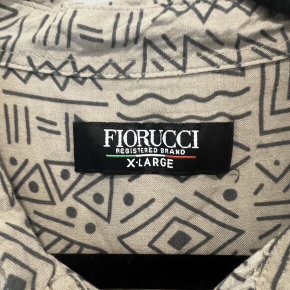 Vtg Fiorucci Button Up Shirt Sz Xl Aztec Native Viscose 90s - Picture 2 of 7
